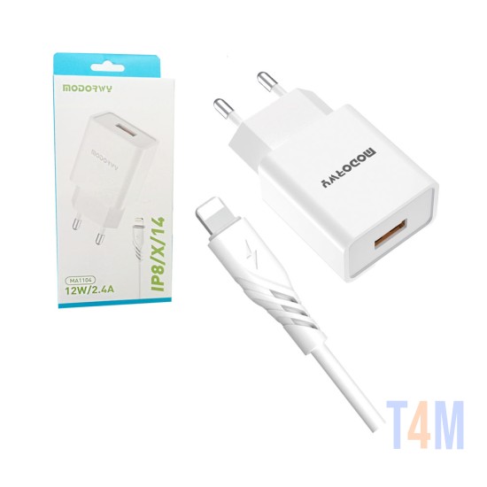 Modorwy PD Wall Charger MA1104 5V 2.4A with Lightning cable White